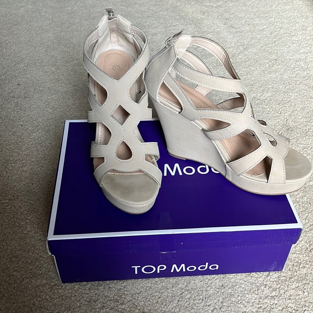 Beige Wedge Heels